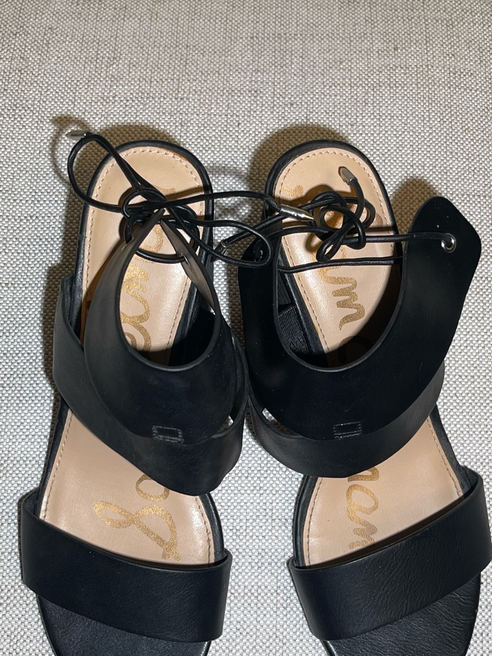 Sam Edelman Valerie Black Leather Strappy Block Heel Sandals size 8.5